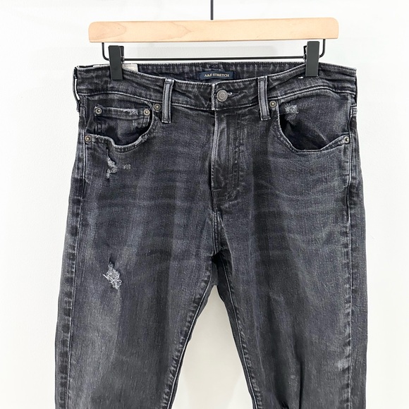 Abercrombie & Fitch Athletic Skinny Distressed Jeans Washed Black Size 31 X 32 - Picture 4 of 6